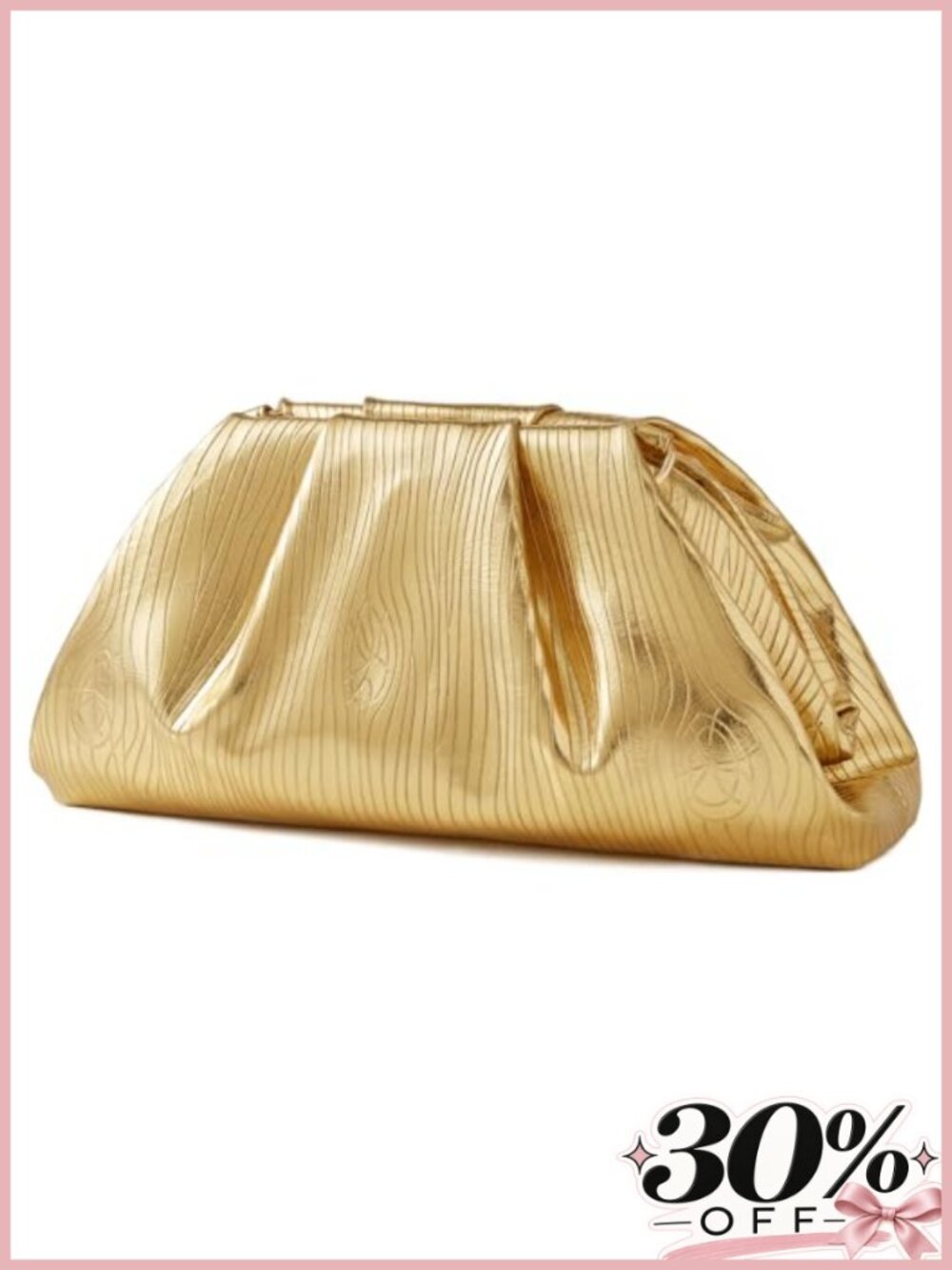 Metallic PU Leather Cloud Clutch Detachable Chain Crossbody Evening Bag